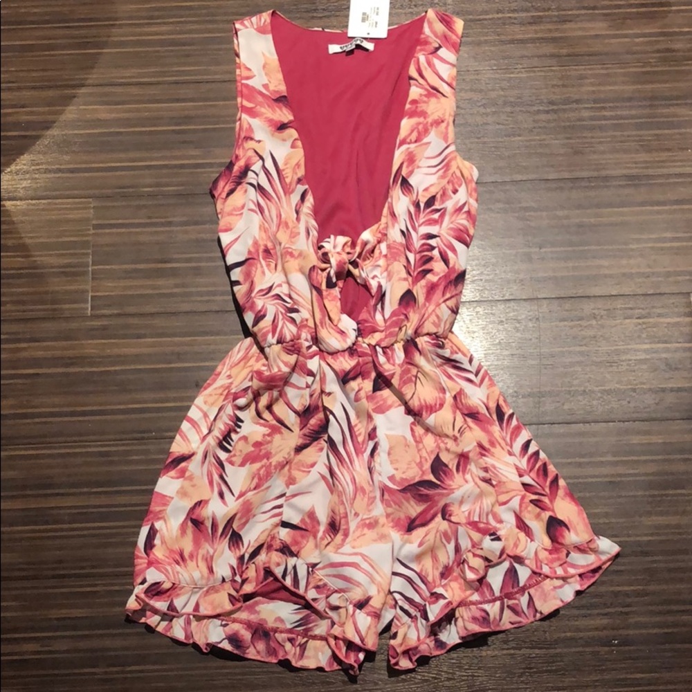 Pink floral romper